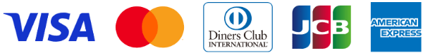 Visa、Mastercard、Diners Club、JCB、 American Express